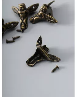 Уголок (ножка) для шкатулки металл "Ангел" набор 4 шт бронза 2,3х2,6х1 см арт. СМЛ-203934-1-СМЛ0002272580