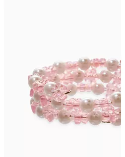 Браслет-пружинка детский "Выбражулька" цветочки хрустальные, цвет бело-розовый арт. СМЛ-21894-1-СМЛ2132721