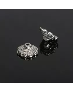 Шапочки для бусин (набор 10шт) 1,4*1,4*0,5см, цвет серебро арт. СМЛ-20826-3-СМЛ2132790