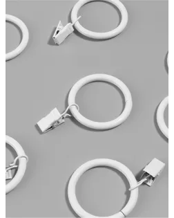 Кольцо для крепления штор, с зажимом, d = 38 мм, 10 шт, цвет белый арт. СМЛ-41-1-СМЛ2191013