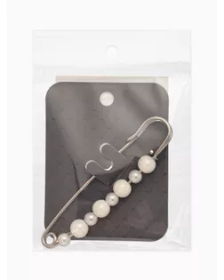 Булавка "Жемчужная дорожка", 7,3 см, цвет белый в серебре арт. СМЛ-32737-1-СМЛ2271222