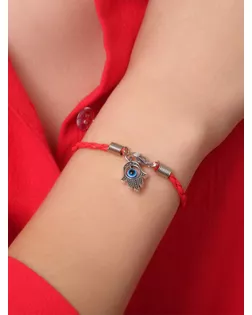 Браслет-оберег "Рука счастья Хамса" на застёжке, цвет красный арт. СМЛ-125444-1-СМЛ0002502606