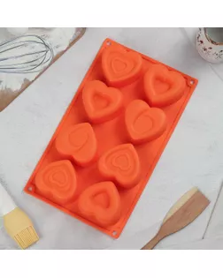 Форма для выпечки Доляна «Сердцебиение», 30×17,5 см, 8 ячеек (7×6,5 см), цвет МИКС арт. СМЛ-204099-1-СМЛ0002582026