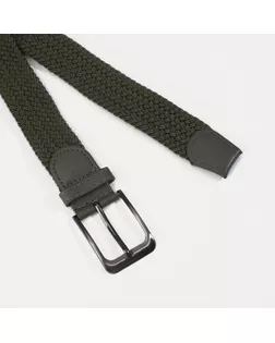 Ремень мужской, резинка плетёнка, пряжка металл, ширина - 3,5 см, цвет оливковый арт. СМЛ-176110-3-СМЛ0002948335