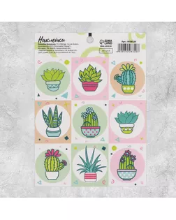 Наклейки «Кактусы», 11 × 16 см арт. СМЛ-6056-1-СМЛ2775019