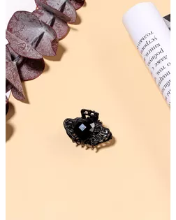 Краб для волос "Чёрные кружева" 2,5 см сердечко арт. СМЛ-22638-3-СМЛ2830044