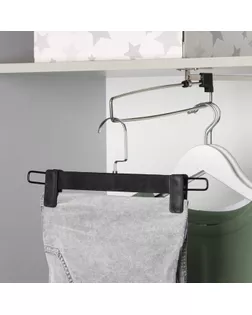 Вешалка для брюк и юбок с зажимами, 30×17 см, цвет чёрный арт. СМЛ-190673-2-СМЛ0002973777