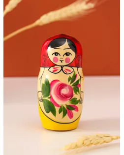 Матрёшка «Семёновская», красный платок, 6 кукольная, 12-14 см арт. СМЛ-55541-1-СМЛ0003565018