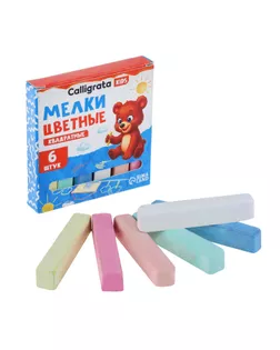 Мелки цветные «Пегас», в наборе 6 штук, квадратные арт. СМЛ-55664-1-СМЛ0003608445