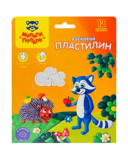 Пластилин мягкий (восковой) «Мульти-Пульти. Енот в лесу», 12 цветов, 180 г, со стеком арт. СМЛ-285058-1-СМЛ0003733805