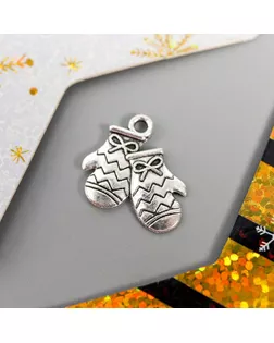 Декор для творчества металл "Варежки" серебро 1,7х1,6 см арт. СМЛ-114132-1-СМЛ0003531369