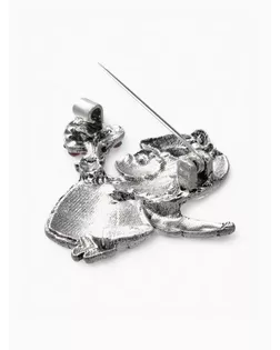 Брошь "Купидон" девочка, цвет красно-белый в серебре арт. СМЛ-126109-1-СМЛ0003444174