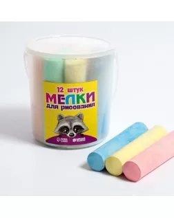 Мелки для рисования, набор 12 шт., 6 цветов, 393 г арт. СМЛ-57676-1-СМЛ0000493849