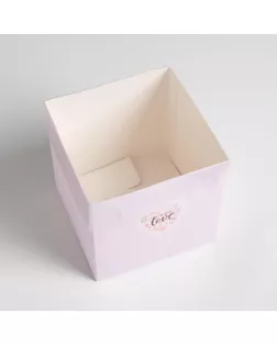 Коробка для цветов с PVC крышкой «С Любовью», 12 × 12 × 12 см арт. СМЛ-108255-1-СМЛ0003639705