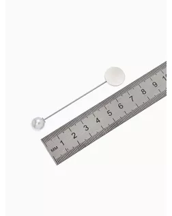 Основа для булавки с шариком d=1 см (набор 5шт), L=7 см, площадка 1,5см, цвет серебро арт. СМЛ-24181-1-СМЛ3281473