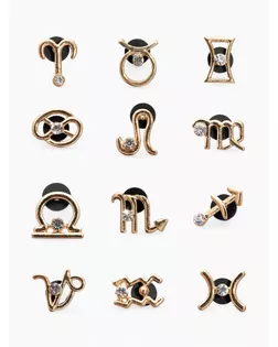 Значок "Знаки зодиака" гороскоп, цвет белый в золоте арт. СМЛ-21645-2-СМЛ3349922