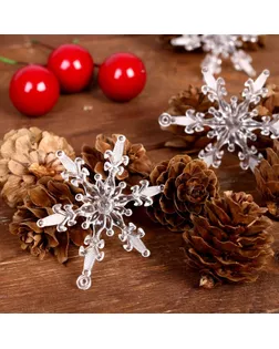 Набор новогоднего декора "Шишки со снежинками"   WS-026 арт. СМЛ-37485-1-СМЛ0003608267