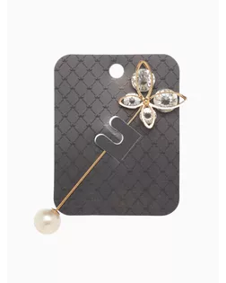 Булавка "Бабочка" объемная, 7,5см, цвет белый в золоте арт. СМЛ-22092-1-СМЛ3443691