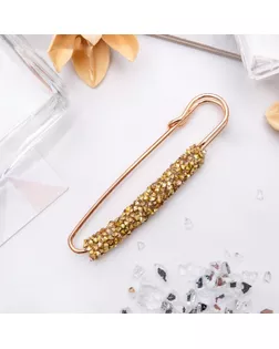 Булавка "Вечеринка" стразы, 7см, цвет золотой в золоте арт. СМЛ-22269-3-СМЛ3497443