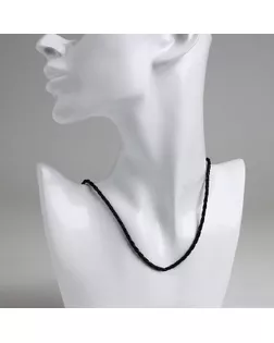 Шнурок искусственная кожа d=3мм, L=45см, цвет черный, косичка арт. СМЛ-22478-1-СМЛ3516196