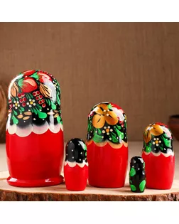 Матрёшка «Земляничка», чёрный платок, 5 кукольная, 18 см арт. СМЛ-108331-1-СМЛ0004101483