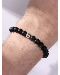 Браслет мужской "Гранд" матовые бусины, цвет чёрный арт. СМЛ-12950-1-СМЛ3633274