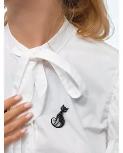 Брошь "Кошка" грациозная, цвет чёрный арт. СМЛ-176399-1-СМЛ0004095039
