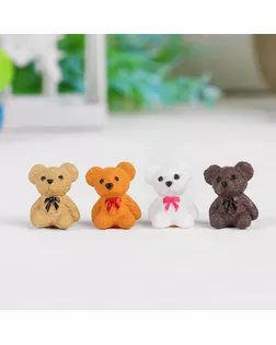 Миниатюра кукольная "Мишка", набор 4 шт, размер 1 шт 1,8*1,4*1,1 см, цвета МИКС арт. СМЛ-14938-1-СМЛ3851683
