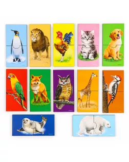 Пазл двойной «Животные» (головоломка), 12 пазлов, 24 детали арт. СМЛ-72287-1-СМЛ0004276048