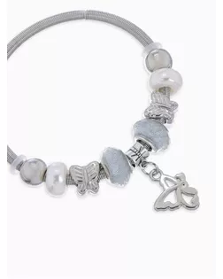 Браслет с жемчугом "Марджери" бабочка, цвет серебристо-белый в серебре арт. СМЛ-37846-1-СМЛ0004448221