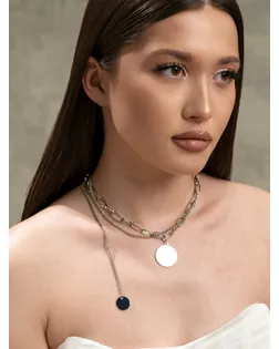 Колье "Звенья", цвет серебро, 42 см арт. СМЛ-26688-1-СМЛ3950263