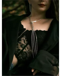 Набор 2 предмета: серьги, кулон "Элегентность" жгут, цвет белый в серебре, 42 см арт. СМЛ-29159-1-СМЛ3952601