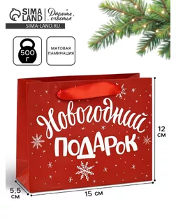 Пакет ламинированный горизонтальный «Новогодний подарок», M 30 × 26 × 9 см арт. СМЛ-98668-2-СМЛ0004262325