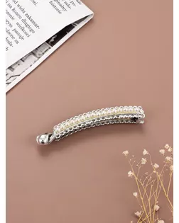 Банан для волос "Тайна морей" 9,5 см бусины ажур, серебро арт. СМЛ-28046-1-СМЛ3974878