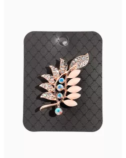 Брошь "Соло" веточка с жемчужиной, цветная в золоте арт. СМЛ-17497-1-СМЛ4001092