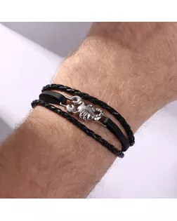 Браслет мужской "Крепость" скорпион, цвет чёрный в серебре арт. СМЛ-23939-1-СМЛ4001613