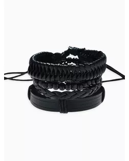 Браслет кожа "Батог", цвет чёрный арт. СМЛ-17558-1-СМЛ4001650