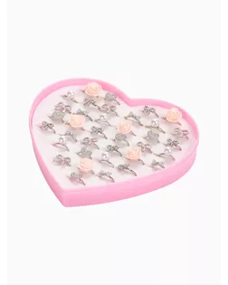 Кольцо детское "Ассорти" любовь, форма МИКС, цвет МИКС, безразмерное арт. СМЛ-24002-4-СМЛ4003284