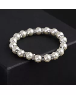 Браслет жемчуг "Невеста" бусины d=1, со стразами, цвет белый арт. СМЛ-24201-1-СМЛ4057083