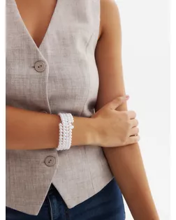 Браслет жемчуг "Невеста" бусины d=0,5, 3 ряда с пружинкой, цвет белый арт. СМЛ-134199-1-СМЛ0004736543