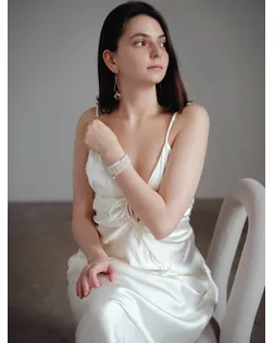 Браслет жемчуг "Невеста" бусины d=0,5, 4 ряда пружинкой, цвет молочный арт. СМЛ-41405-2-СМЛ0004736550