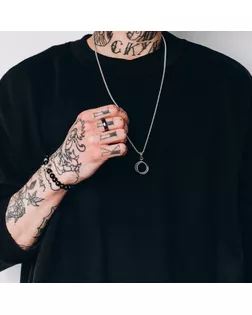 Мужской кулон, "Викинг" переплетение колец, цвет чернёное серебро, 60 см арт. СМЛ-18798-1-СМЛ4070891