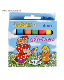 Мелки цветные «АЛГЕМ», в наборе 6 штук, квадратные арт. СМЛ-76886-1-СМЛ0000584098