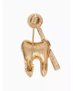 Брошь "Зуб с зеркалом", цвет белый в золоте арт. СМЛ-139223-2-СМЛ0004768343