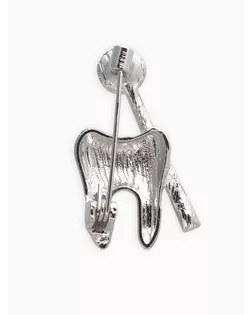 Брошь "Зуб с зеркалом", цвет белый в серебре арт. СМЛ-139223-1-СМЛ0004768370