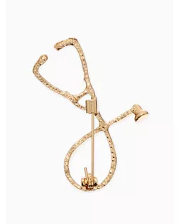 Брошь "Стетоскоп", цвет чёрный в золоте арт. СМЛ-139224-3-СМЛ0004768387