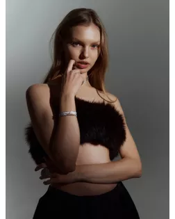 Браслет пружинка "Жемчуг" мелкий, d=5,5, цвет белый в серебре арт. СМЛ-114733-1-СМЛ0004782649