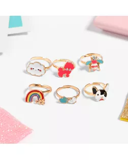 Кольцо детское "Ассорти" приключение, форма МИКС, цветное, безразмерное арт. СМЛ-19232-1-СМЛ4101818