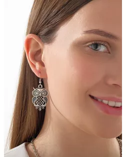 Гарнитур ассорти: серьги, кулон "Сова", цвет чернёное серебро, L=60 арт. СМЛ-85135-1-СМЛ0004689936