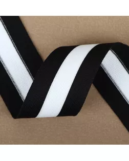 Тесьма трикотажная лампас 40 мм, 9,1 ± 0,5 м, цвет чёрный/белый арт. СМЛ-245478-2-СМЛ0004685555